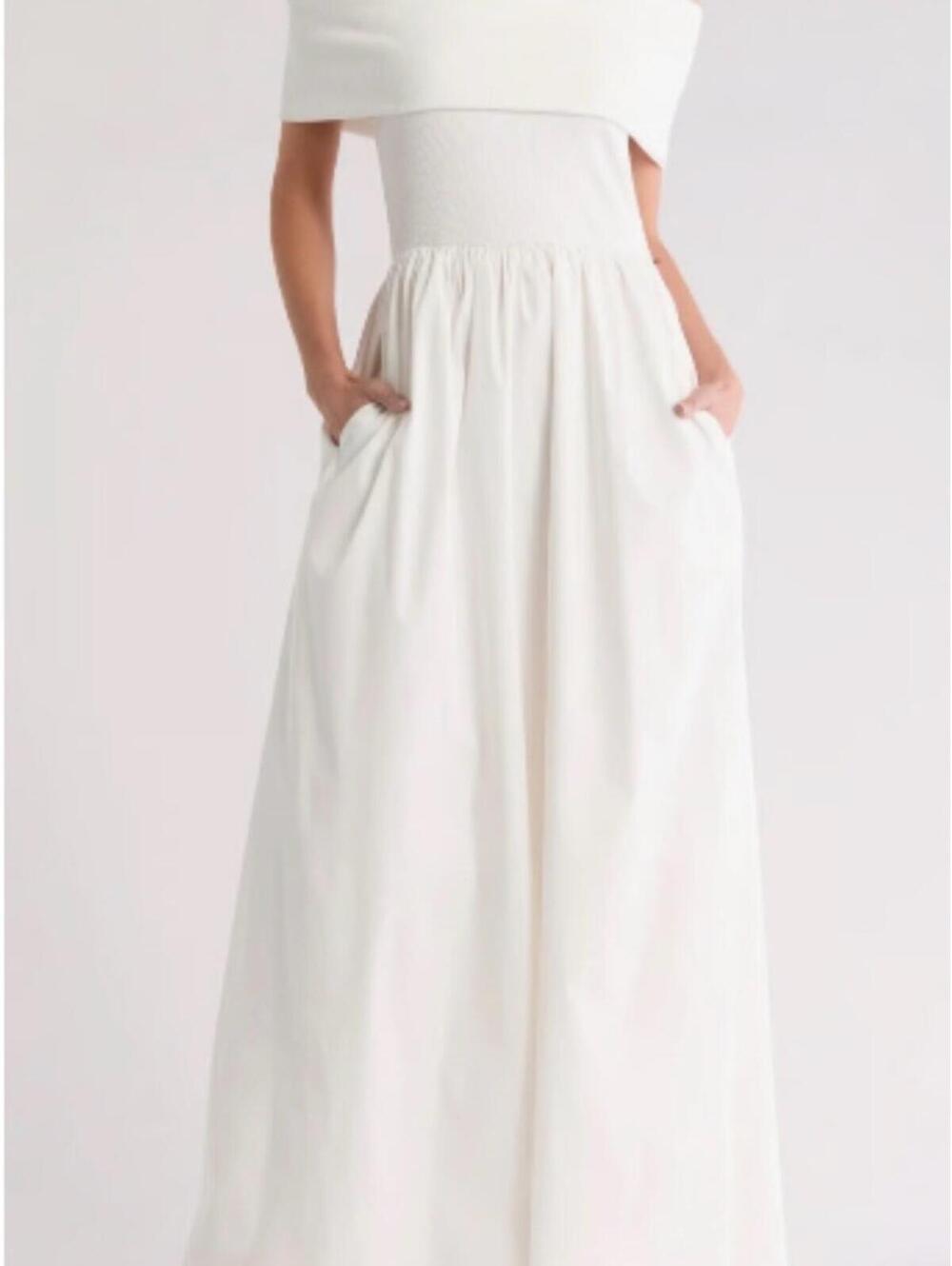 “Monet” off the shoulder white maxi dress - w/ pockets (medium) Love By Design - Picture 3 of 6